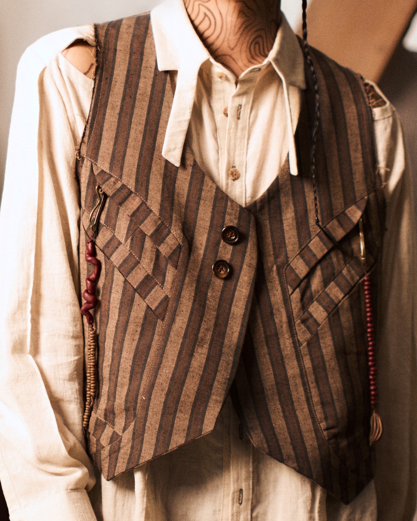 Anino Waistcoat (Deadstock Striped Cotton)